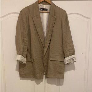 Zara Beige Linen Blazer